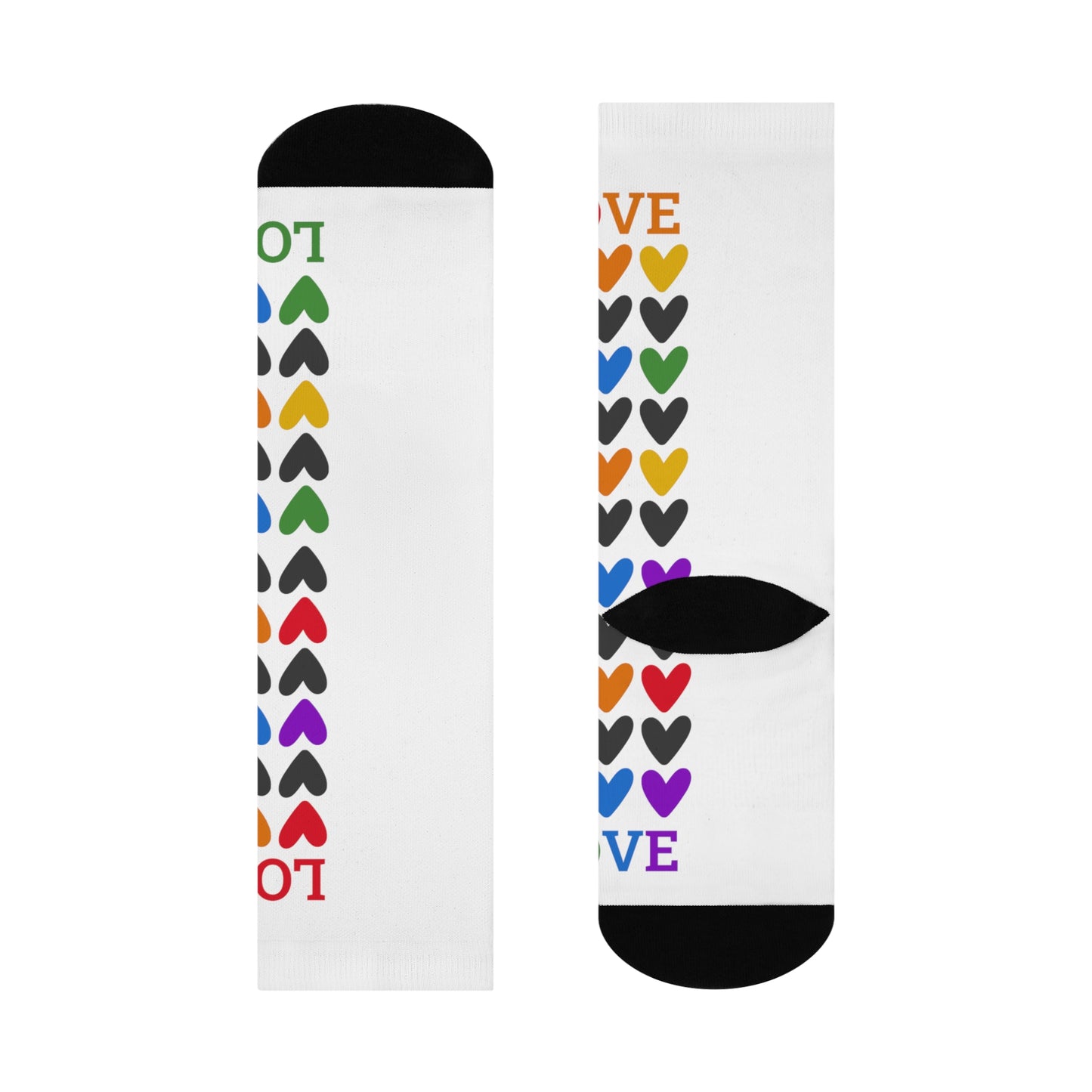 Love Rainbow Hearts Cushioned Crew Socks