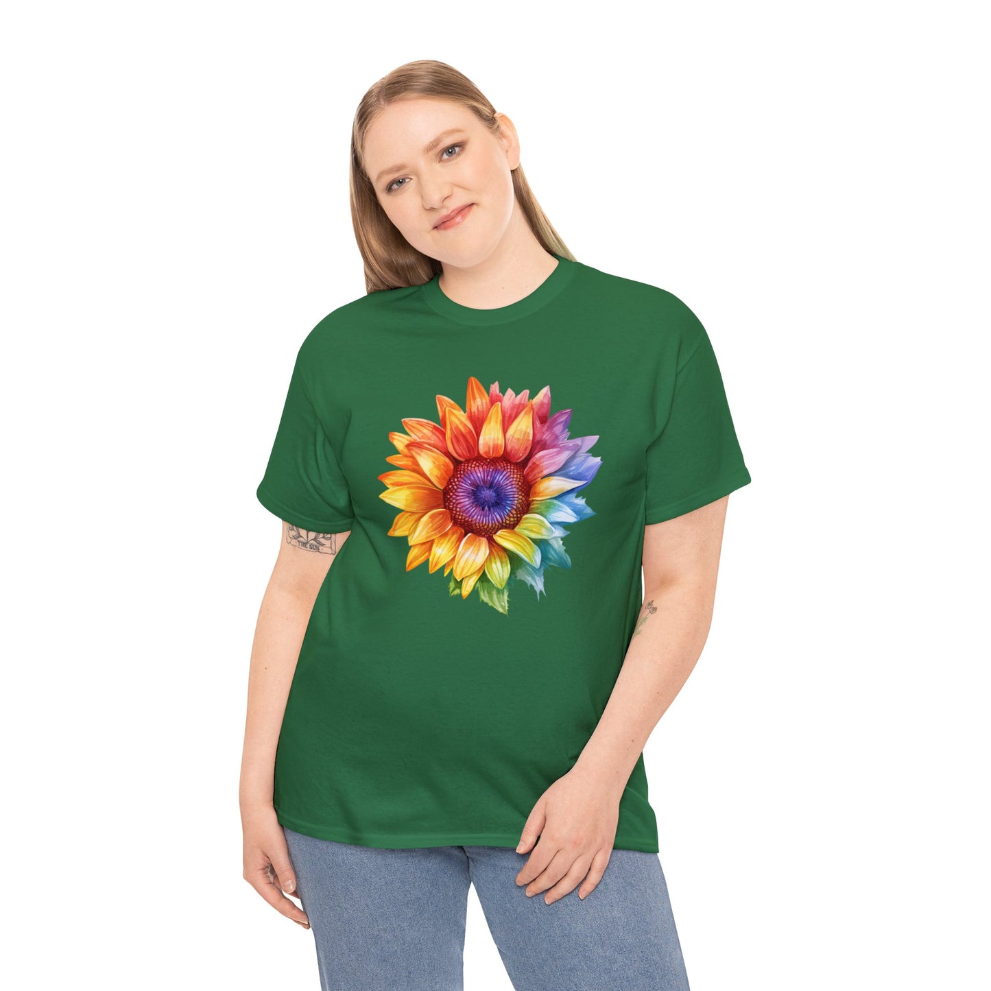 Rainbow Sunflower Heavy Cotton Tee