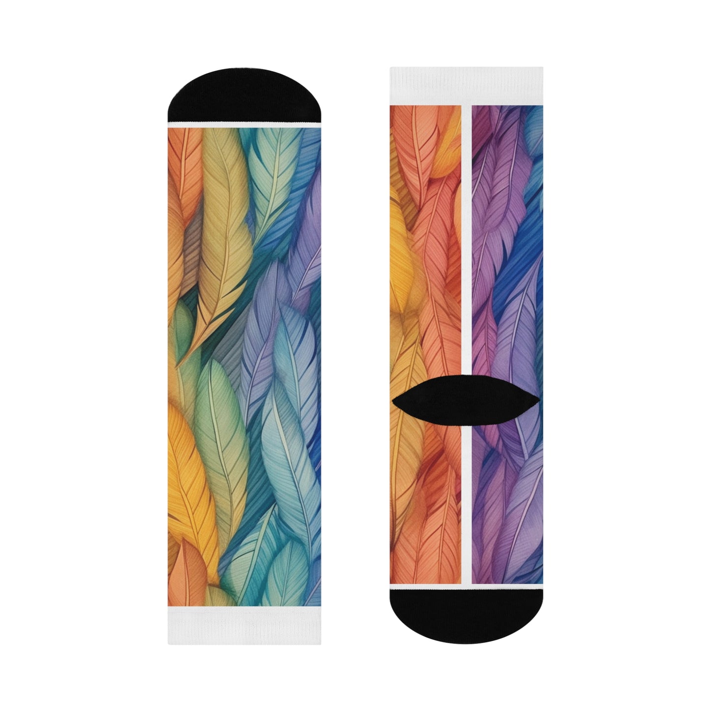 Rainbow Feathers Cushioned Crew Socks