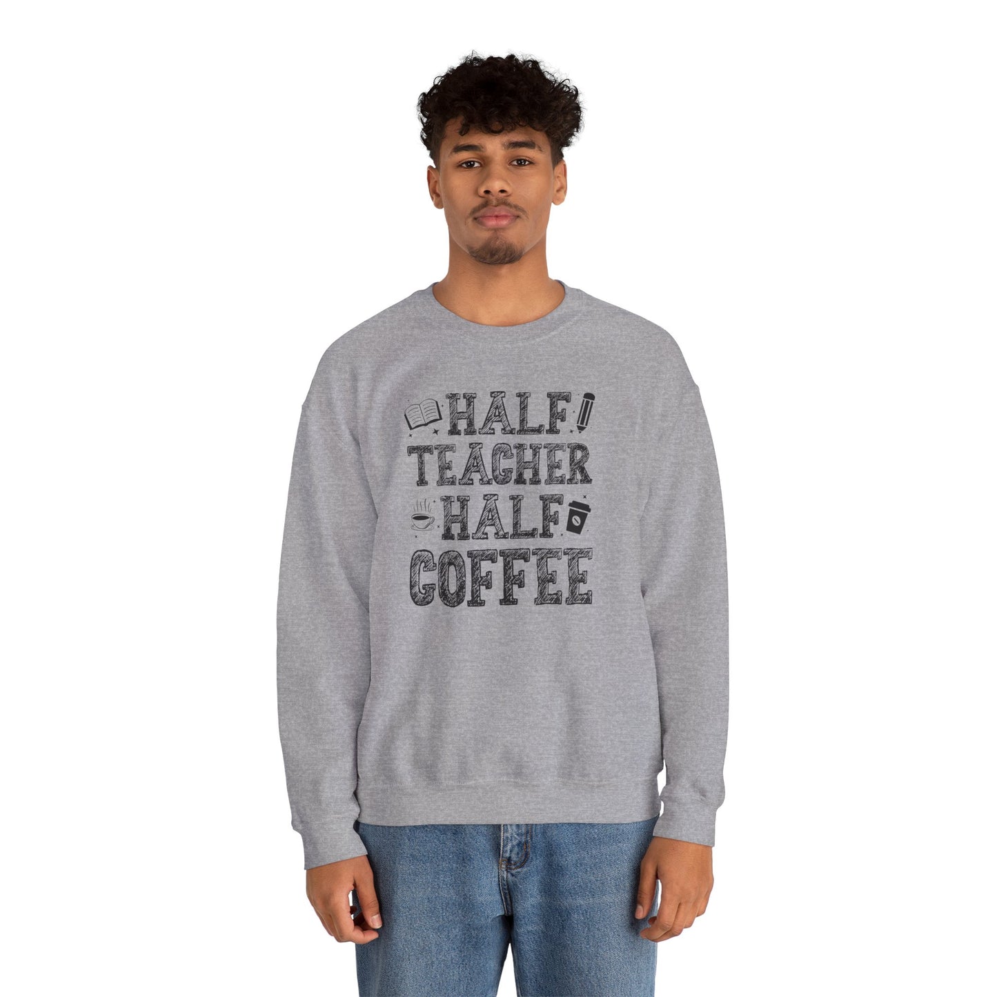 Half Coffee Half Teacher Heavy Blend™ Crewneck Sweatshirt
