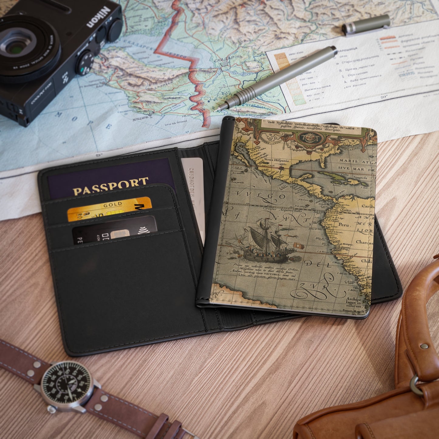 Vintage Sailing Map Passport Cover