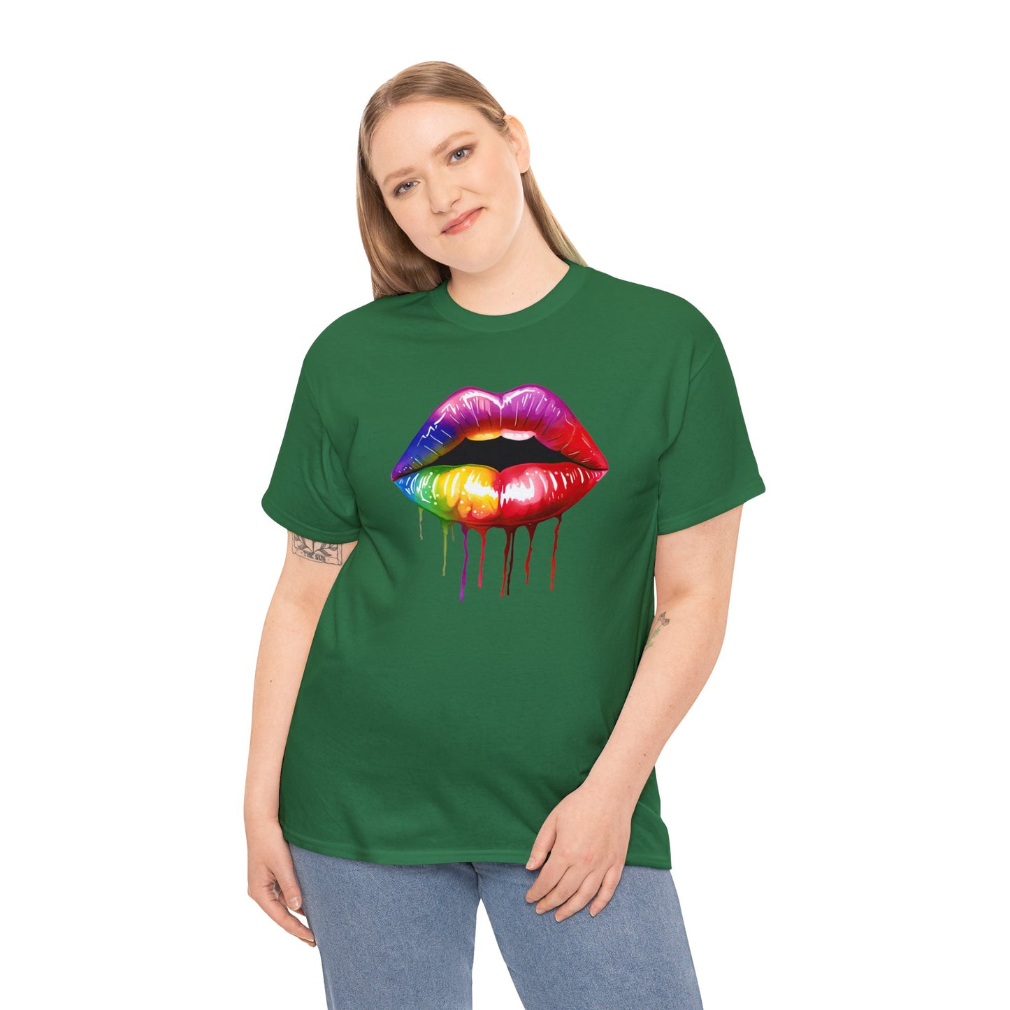 Pride Rainbow Drip Lips Heavy Cotton Tee