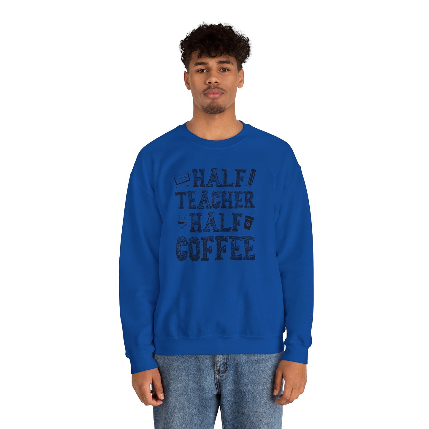 Half Coffee Half Teacher Heavy Blend™ Crewneck Sweatshirt