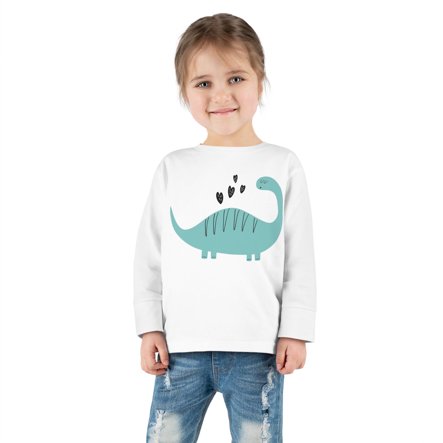 Heart Brontosaurus Toddler Long Sleeve Tee