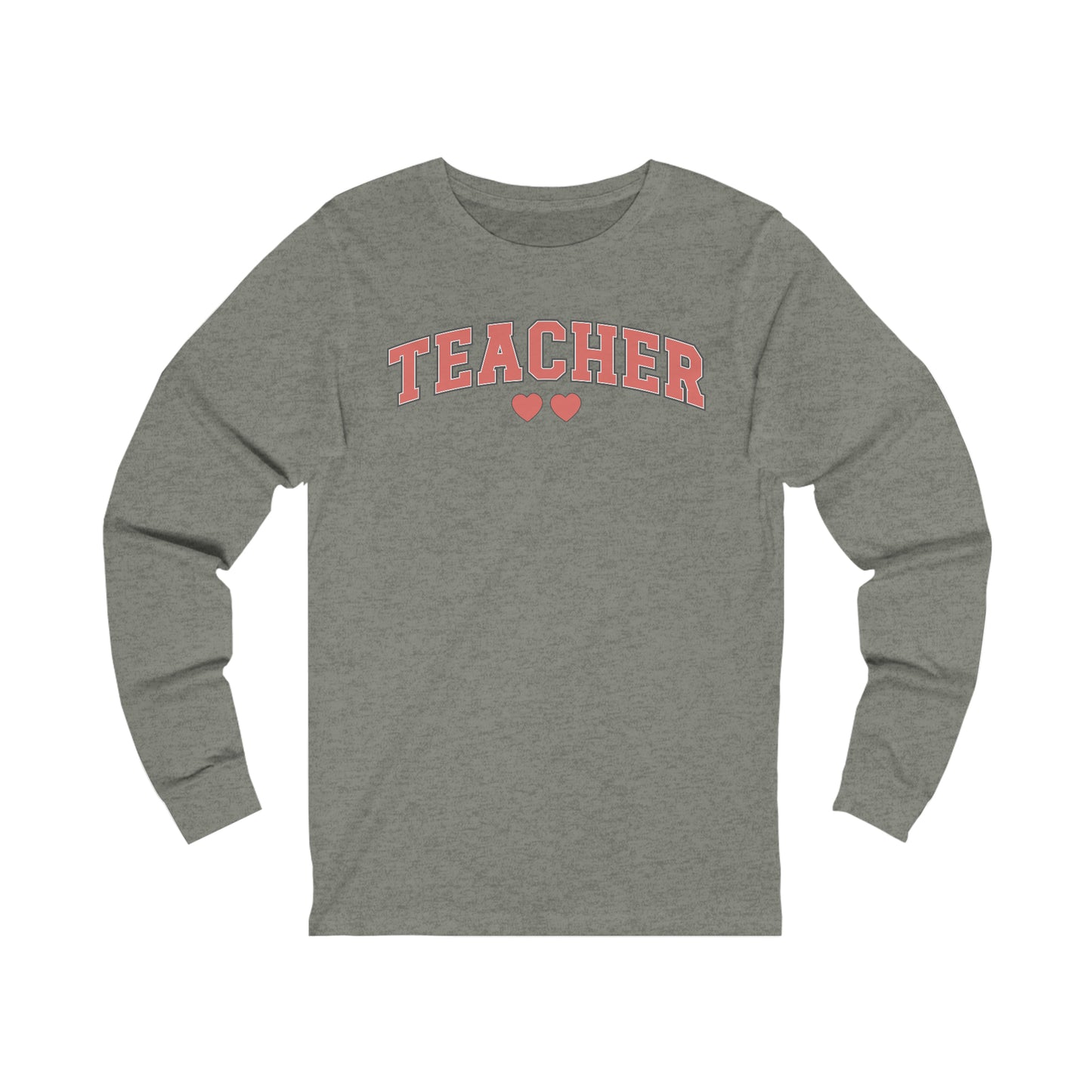 Teacher Hearts Jersey Long Sleeve Tee
