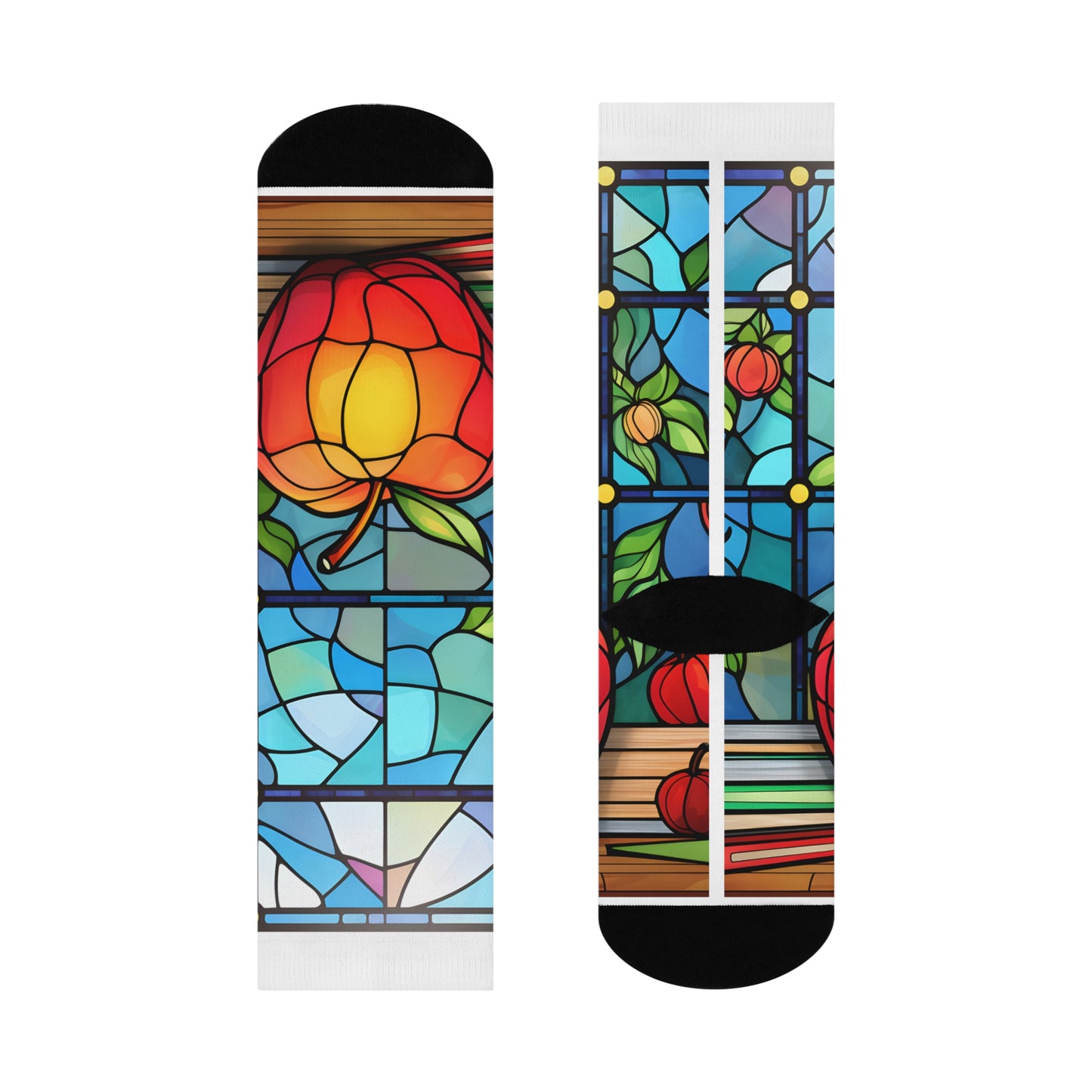 Apple Stained Glass Cushioned Crew Socks