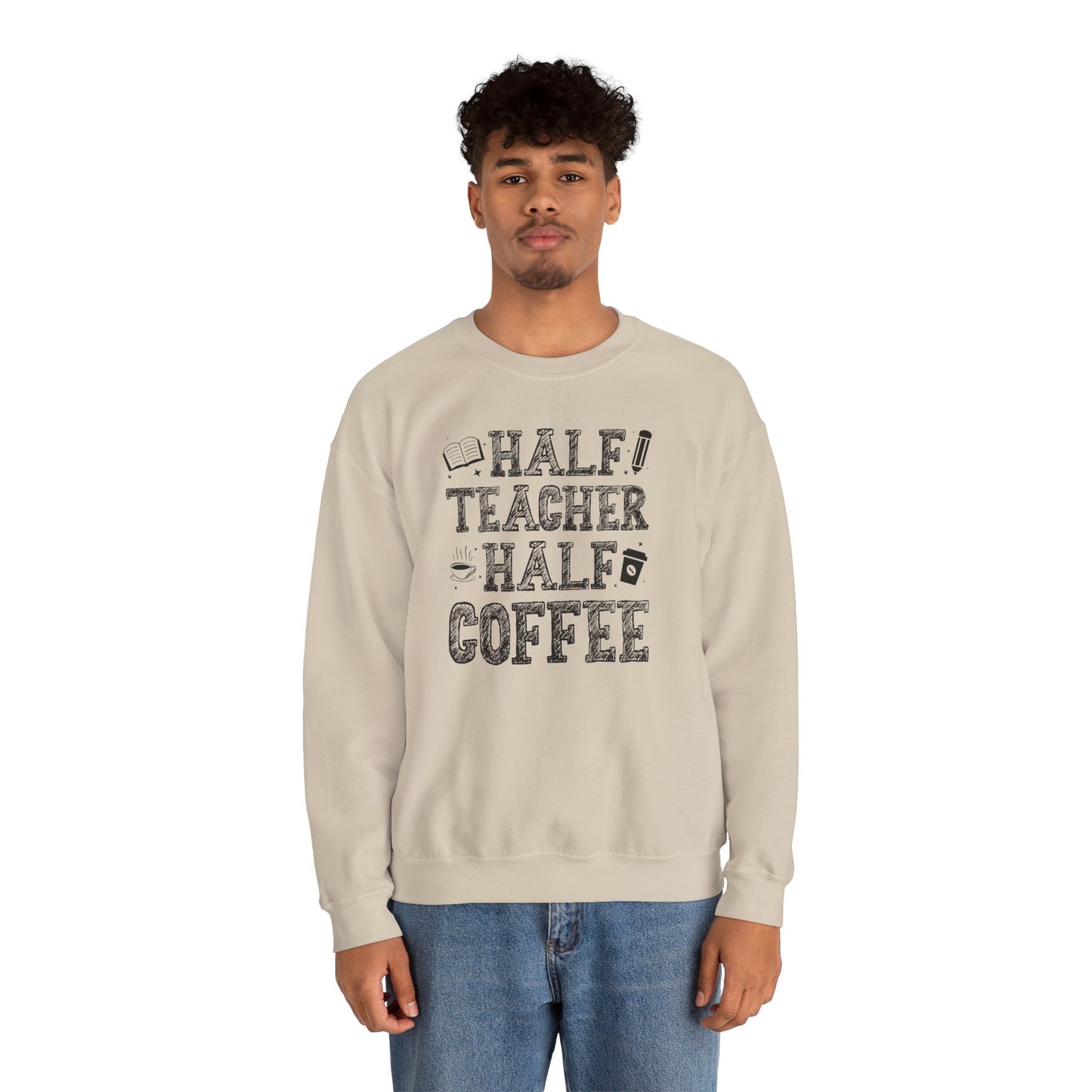 Half Coffee Half Teacher Heavy Blend™ Crewneck Sweatshirt