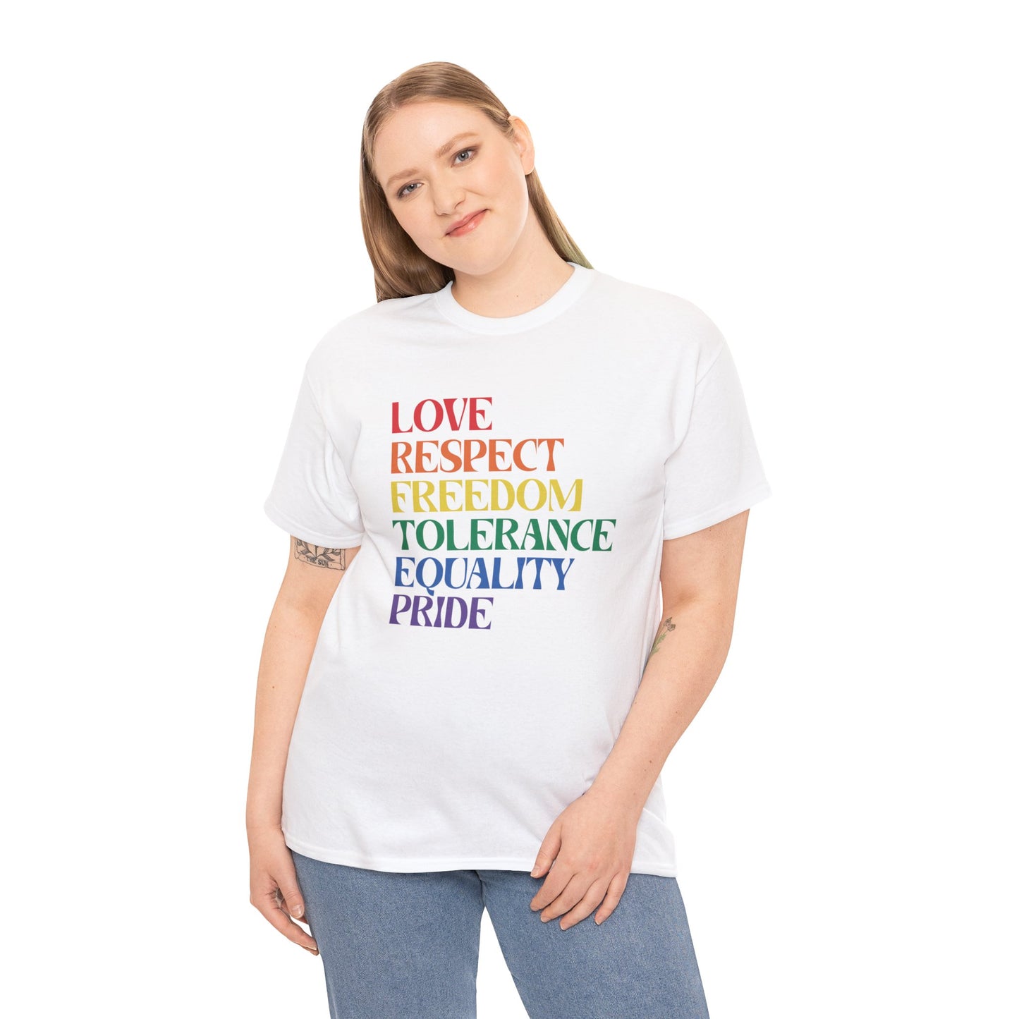 Love Respect Freedom Tolerance Equality Pride Heavy Cotton Tee