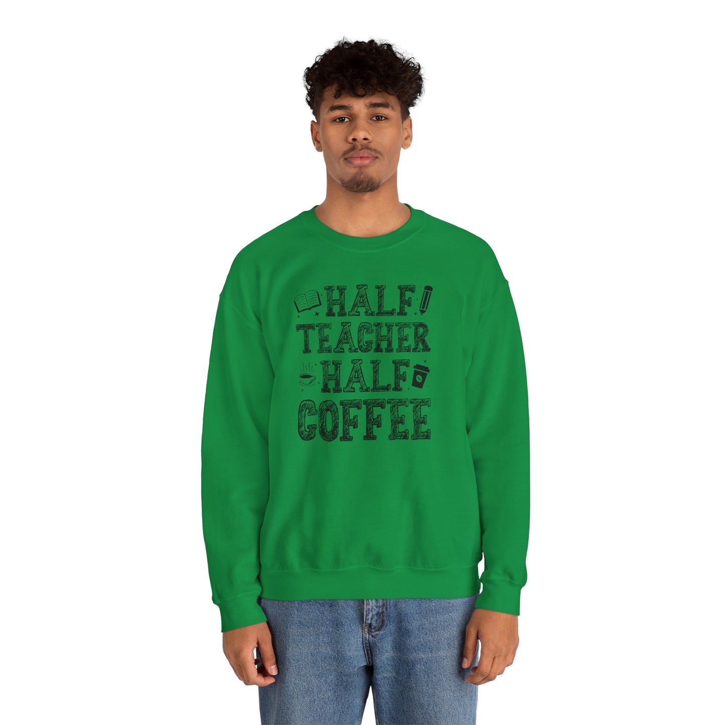 Half Coffee Half Teacher Heavy Blend™ Crewneck Sweatshirt