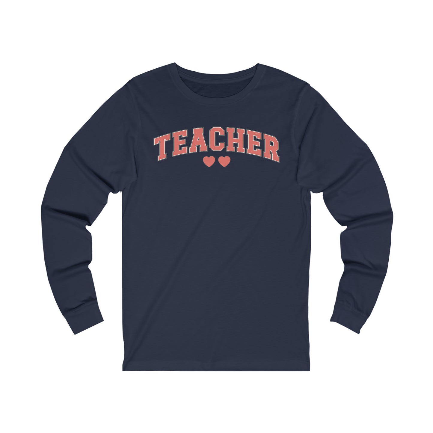 Teacher Hearts Jersey Long Sleeve Tee