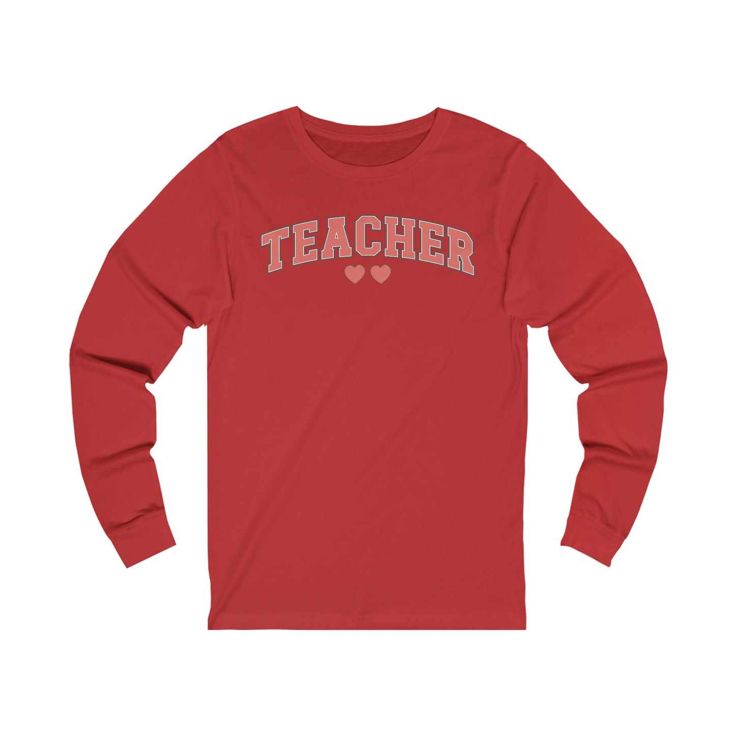 Teacher Hearts Jersey Long Sleeve Tee