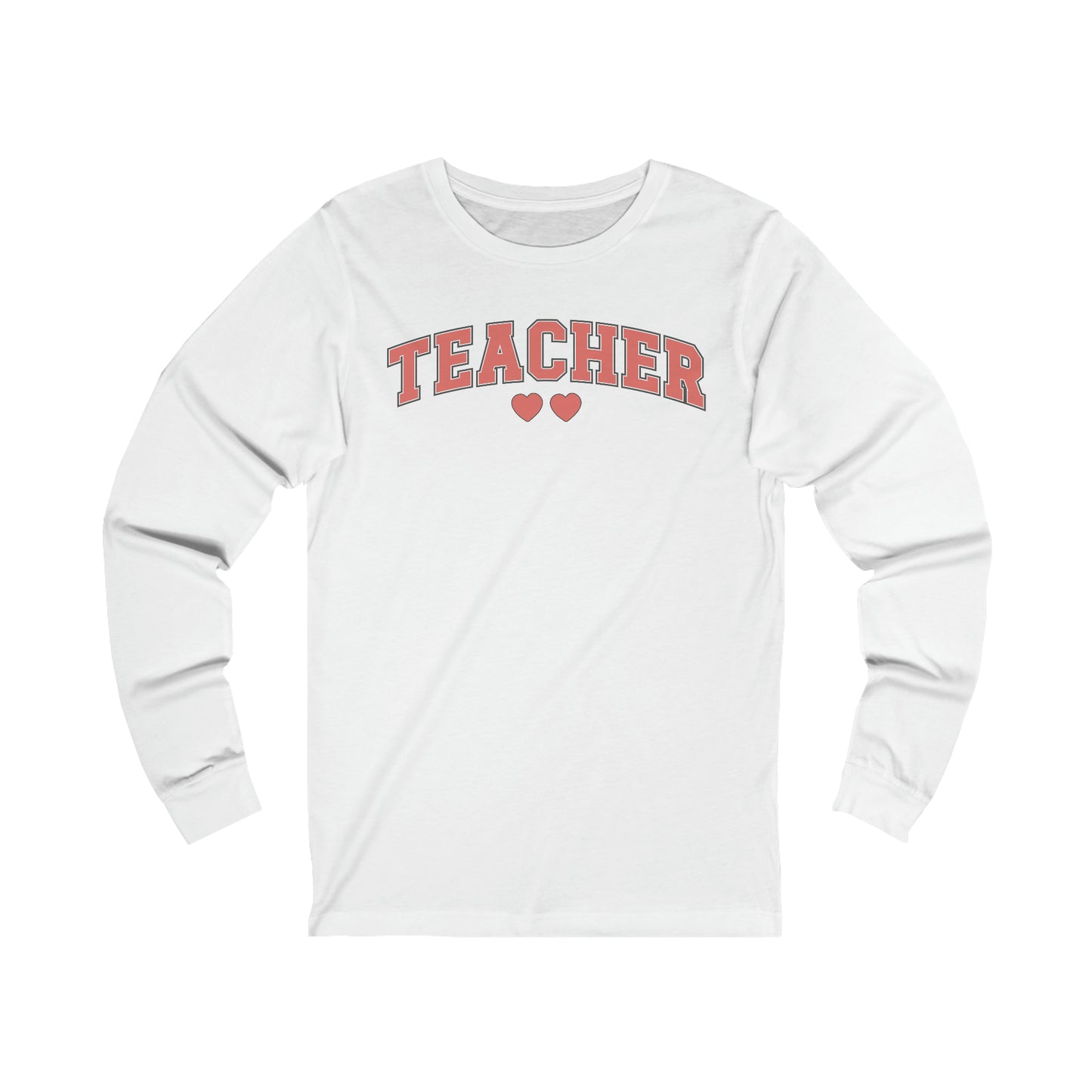 Teacher Hearts Jersey Long Sleeve Tee