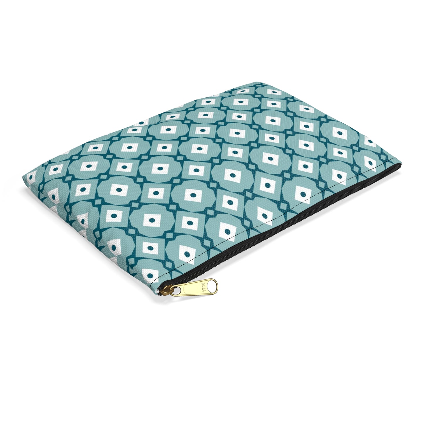 Teal Geometric Accessory Pouch