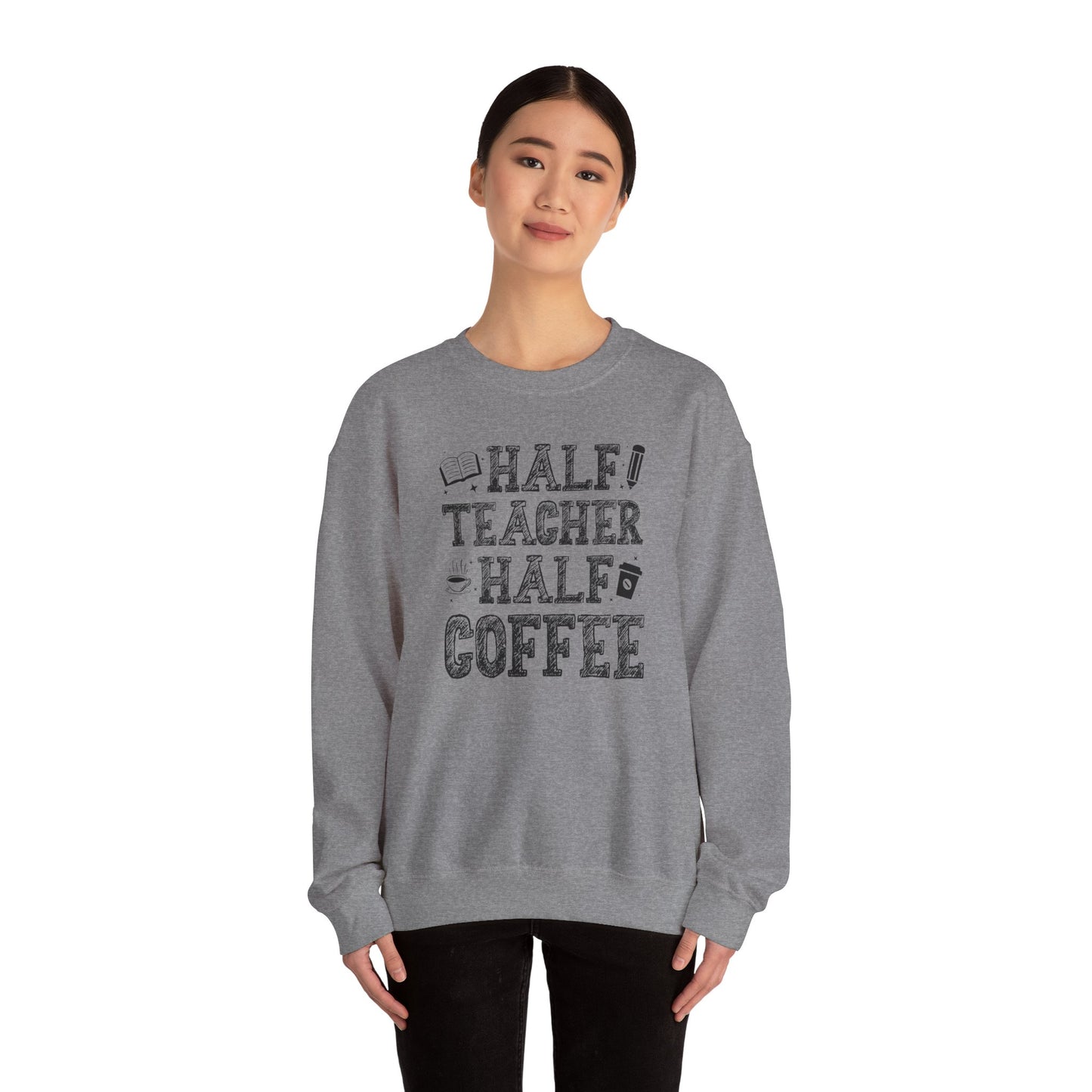 Half Coffee Half Teacher Heavy Blend™ Crewneck Sweatshirt
