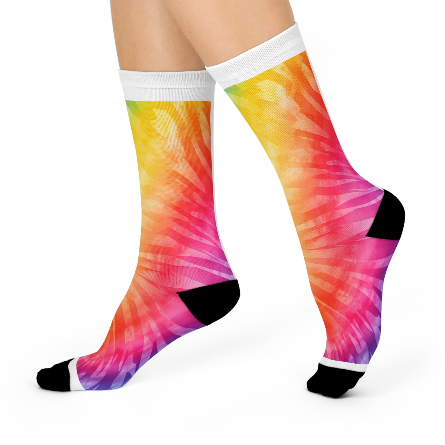 Rainbow Tie Dye Cushioned Crew Socks