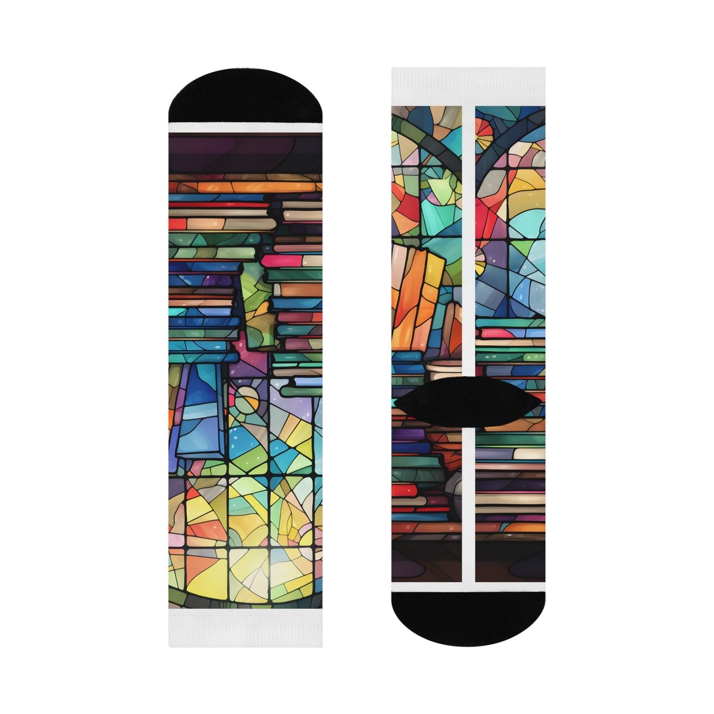 Book Stained Glass Cushioned Crew Socks