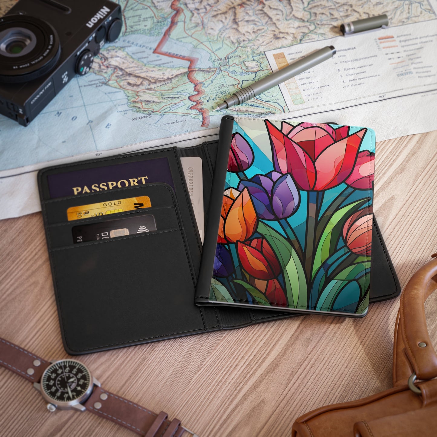 Stained Glass Tulips Passport Cover