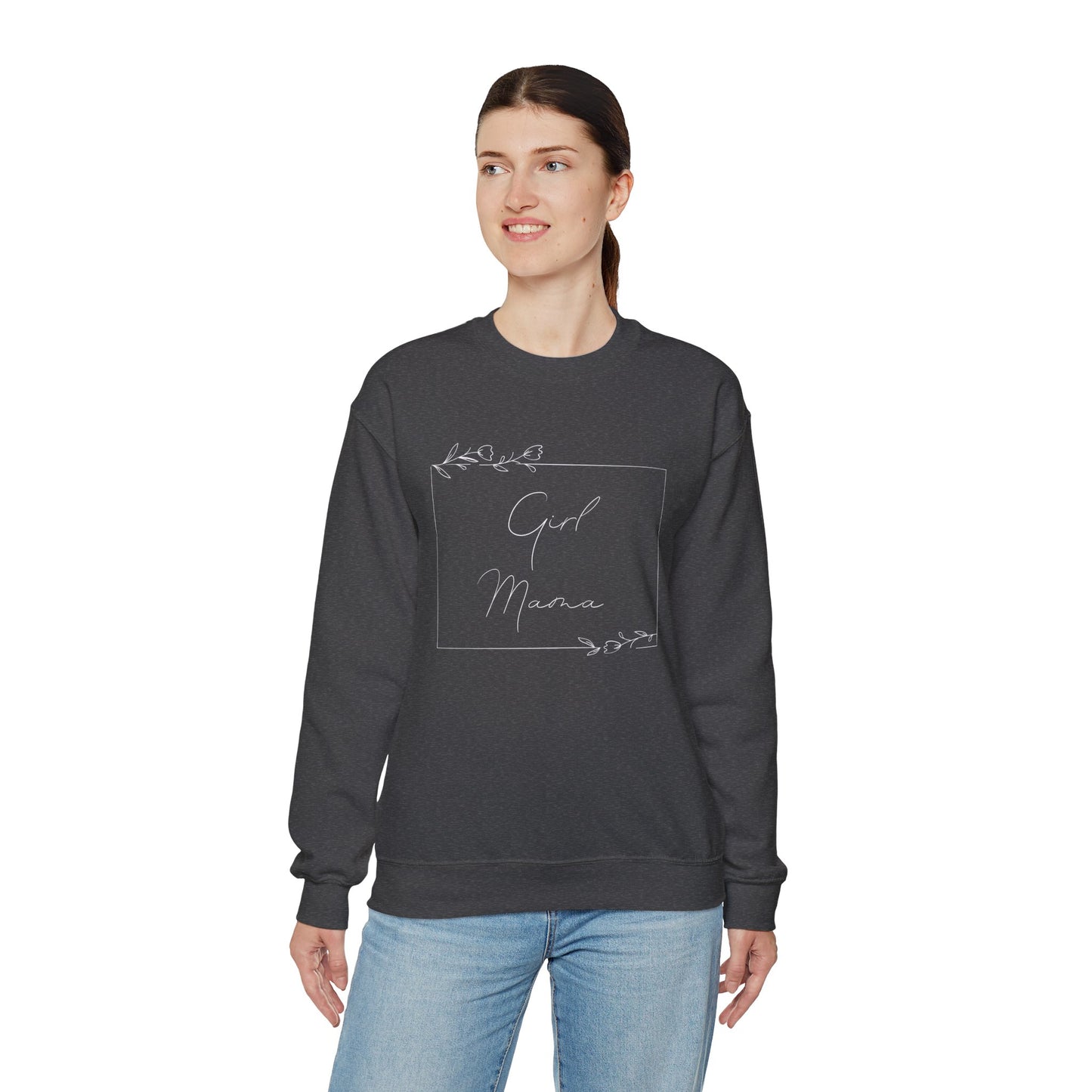 Floral Girl Mama Heavy Blend™ Crewneck Sweatshirt