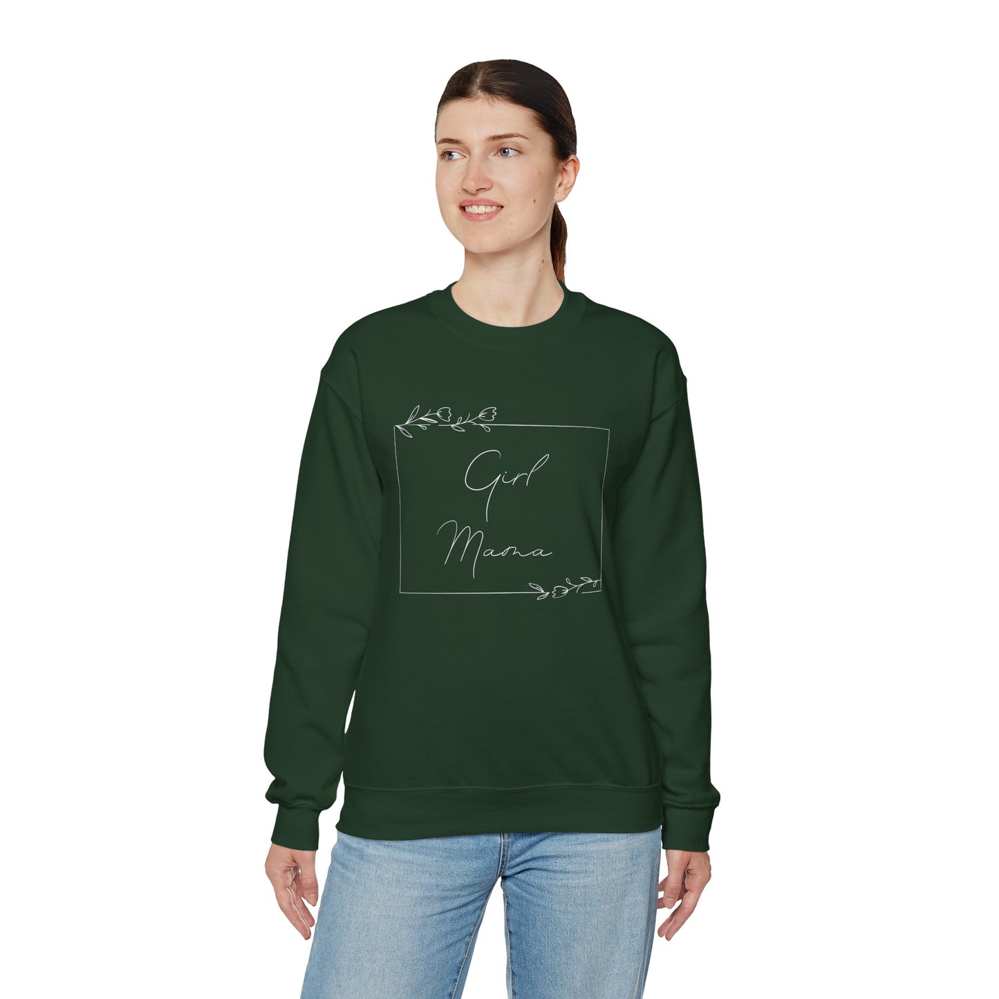 Floral Girl Mama Heavy Blend™ Crewneck Sweatshirt