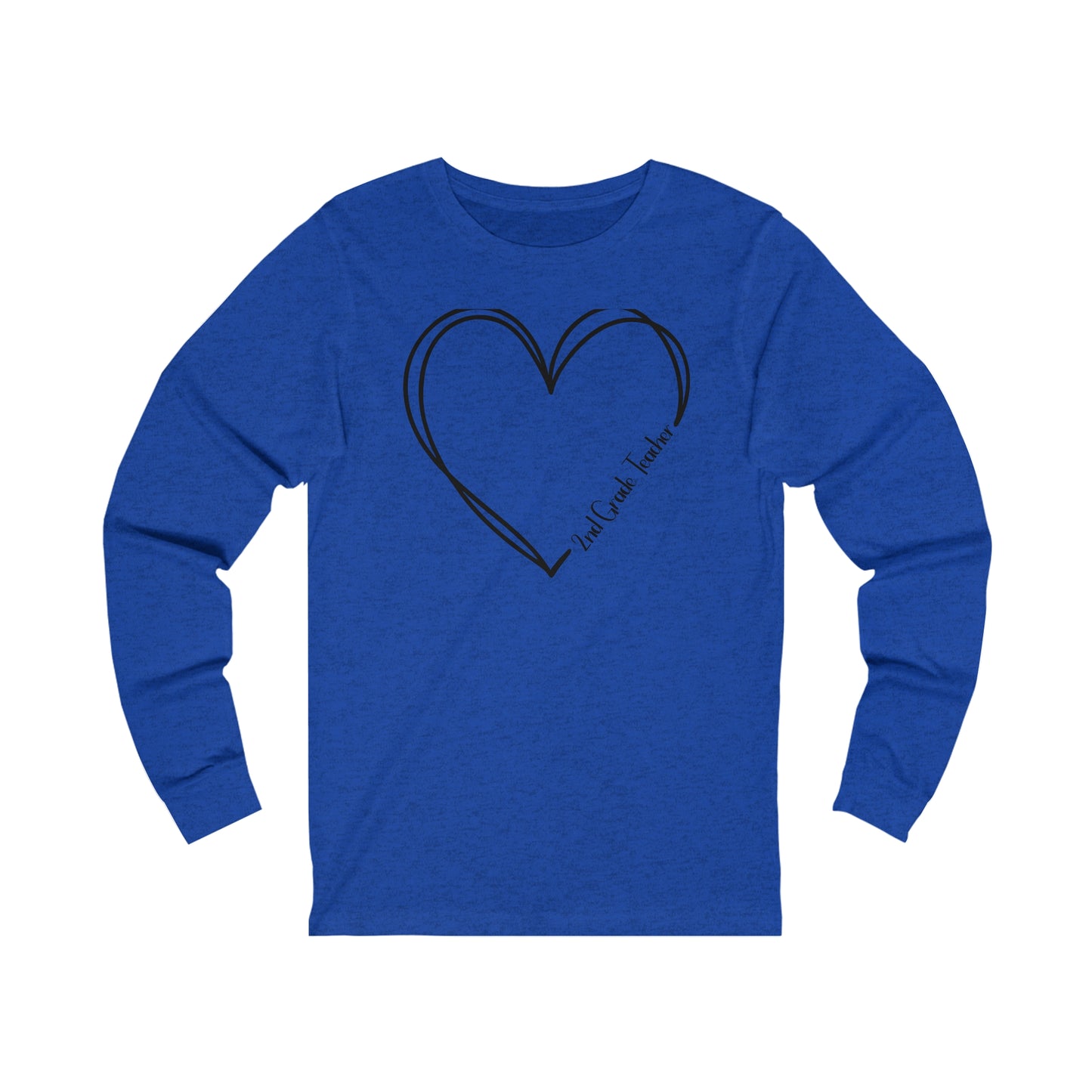 Heart 2nd Grade Teacher Jersey Long Sleeve Tee
