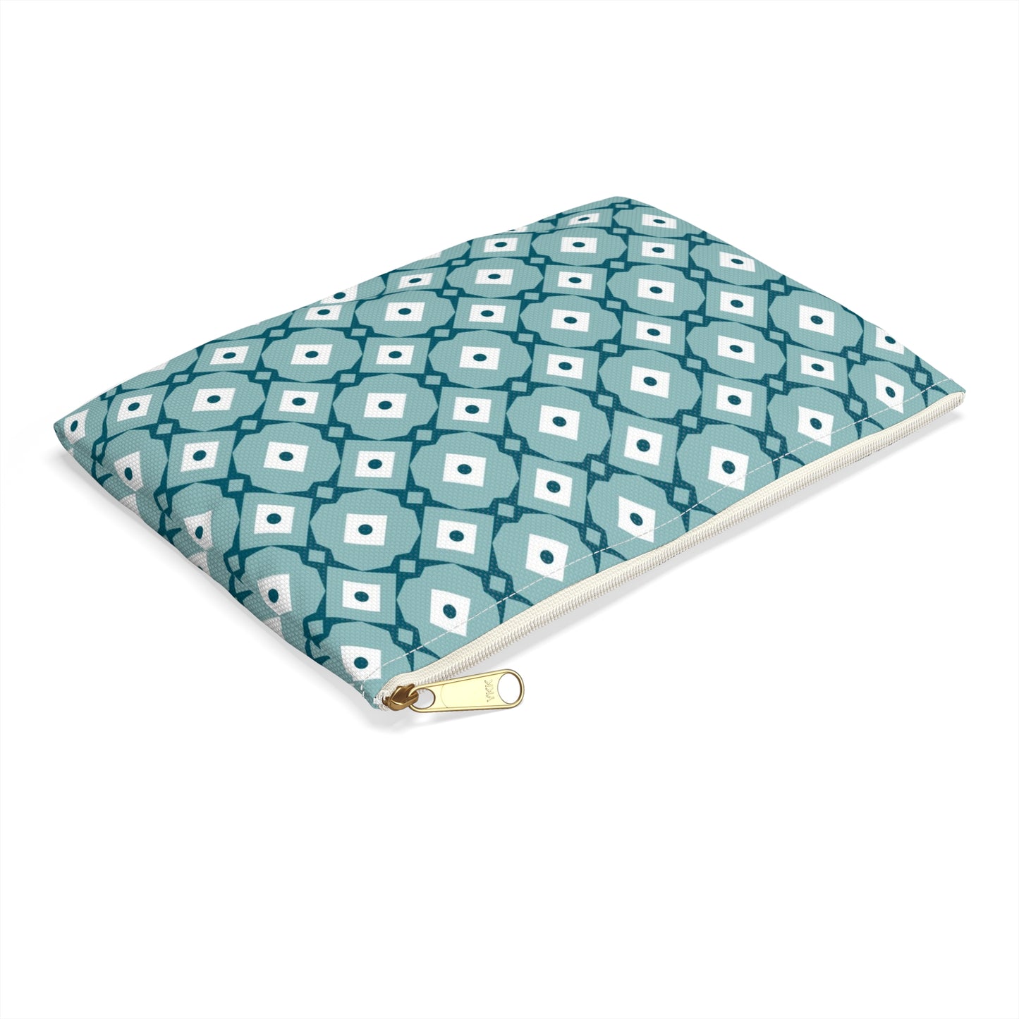 Teal Geometric Accessory Pouch