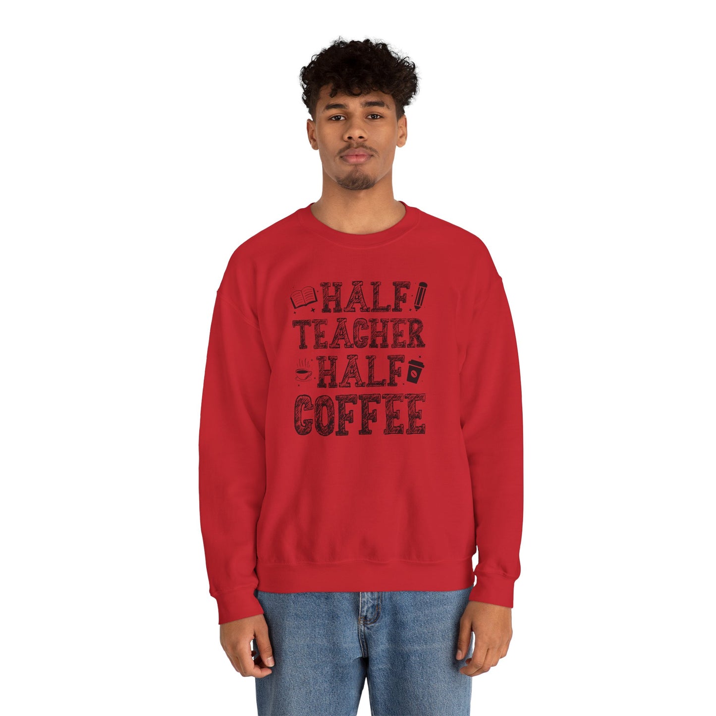 Half Coffee Half Teacher Heavy Blend™ Crewneck Sweatshirt