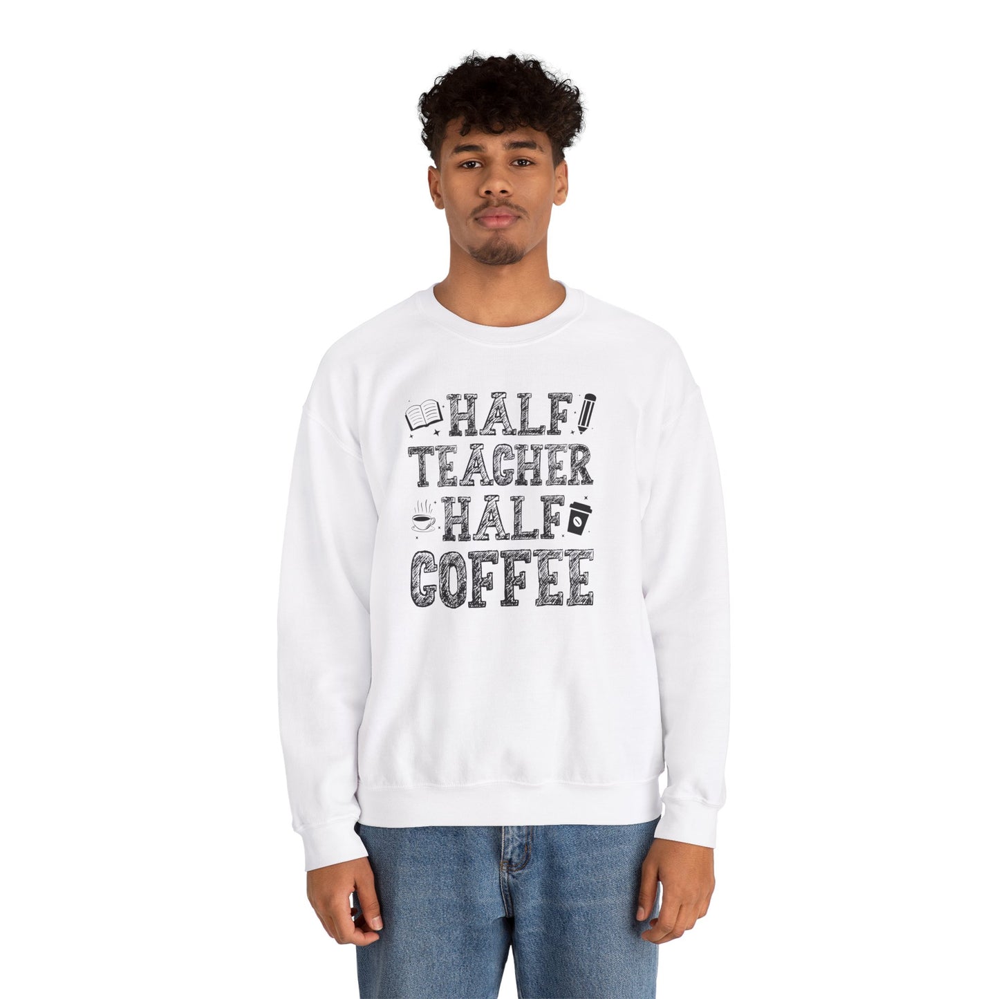 Half Coffee Half Teacher Heavy Blend™ Crewneck Sweatshirt