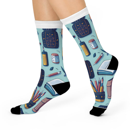 School Supply Cushioned Crew Socks