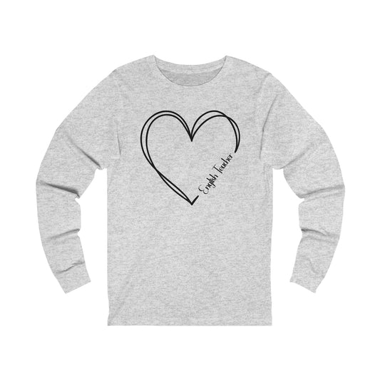 Heart English Teacher Jersey Long Sleeve Tee