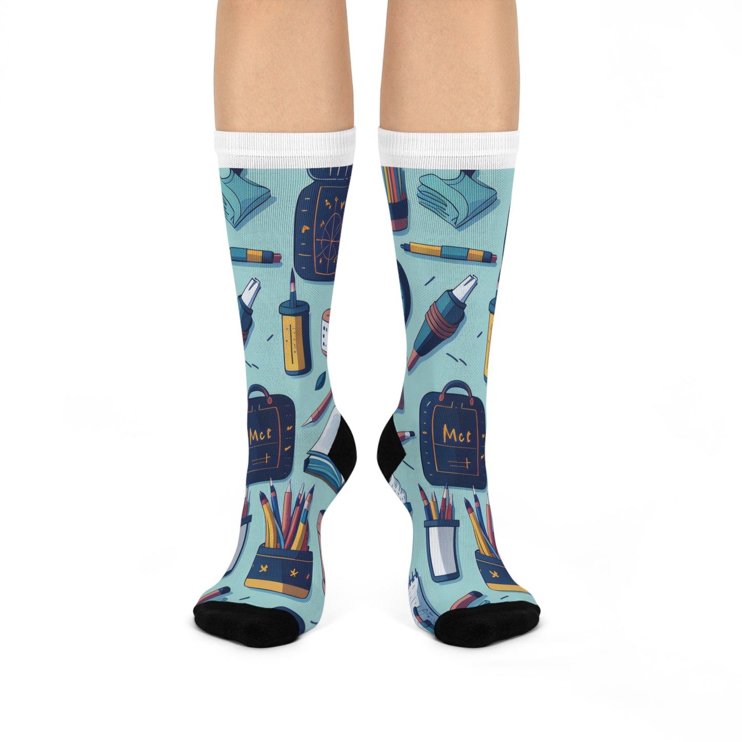 School Supply Cushioned Crew Socks
