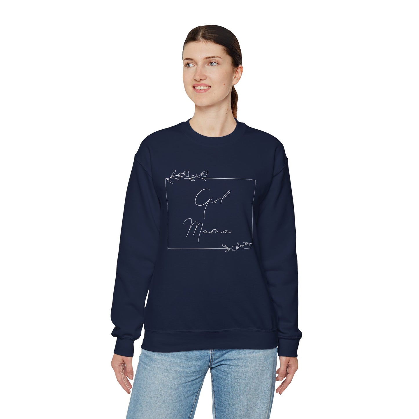 Floral Girl Mama Heavy Blend™ Crewneck Sweatshirt