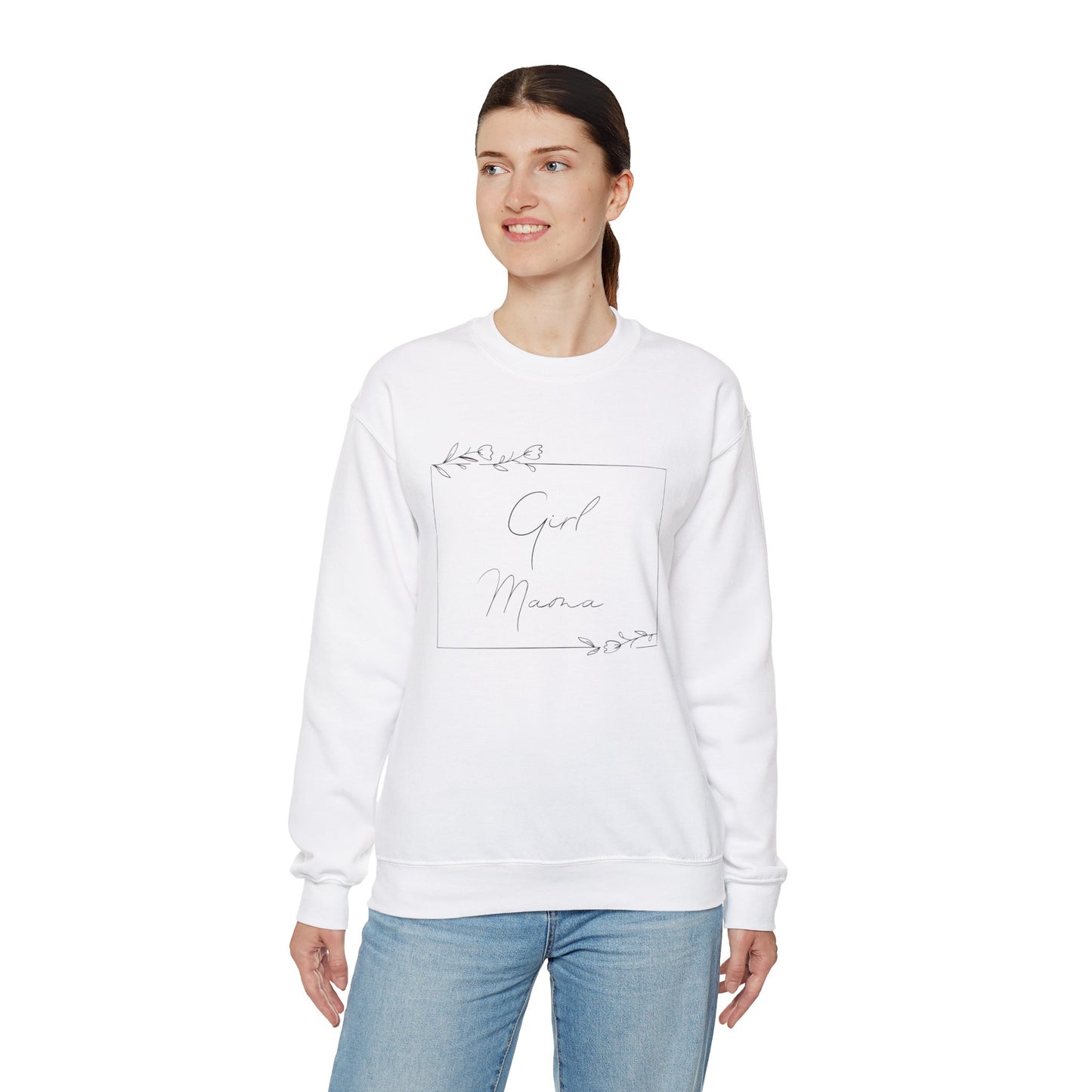 Floral Girl Mama Heavy Blend™ Crewneck Sweatshirt