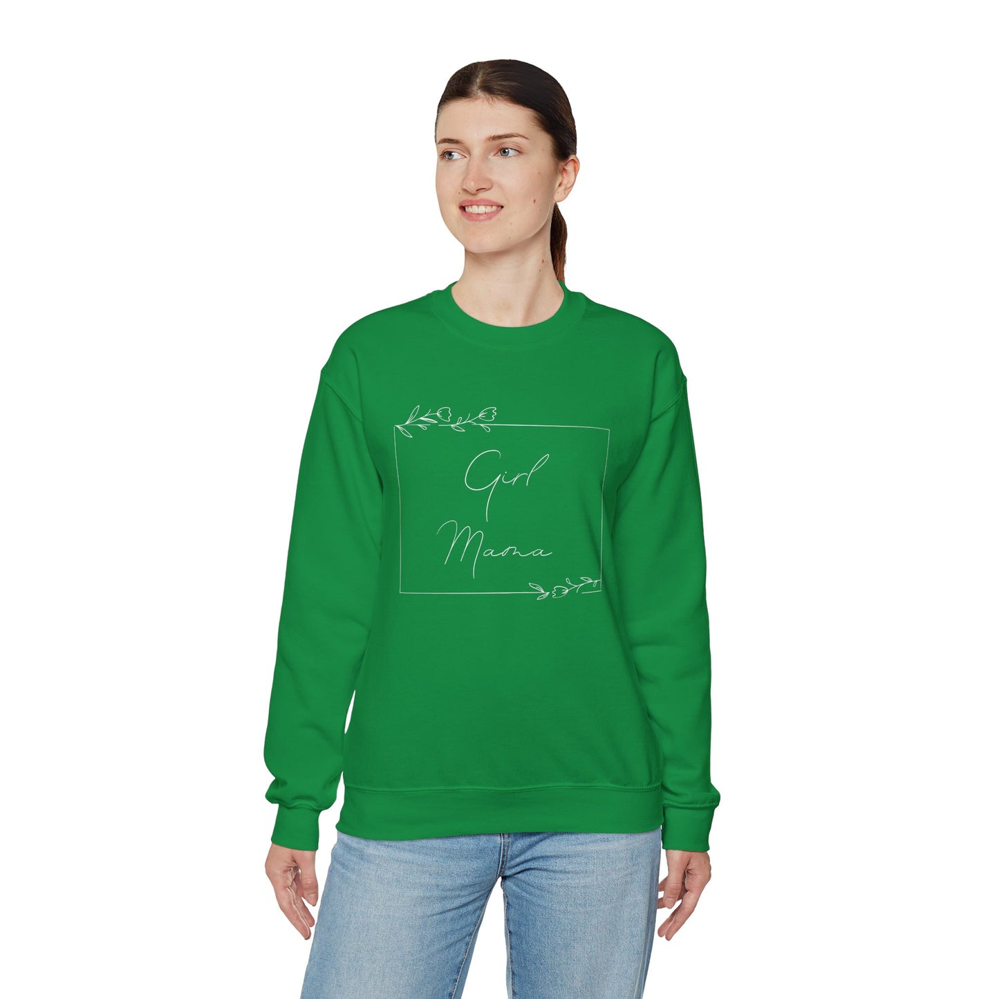 Floral Girl Mama Heavy Blend™ Crewneck Sweatshirt