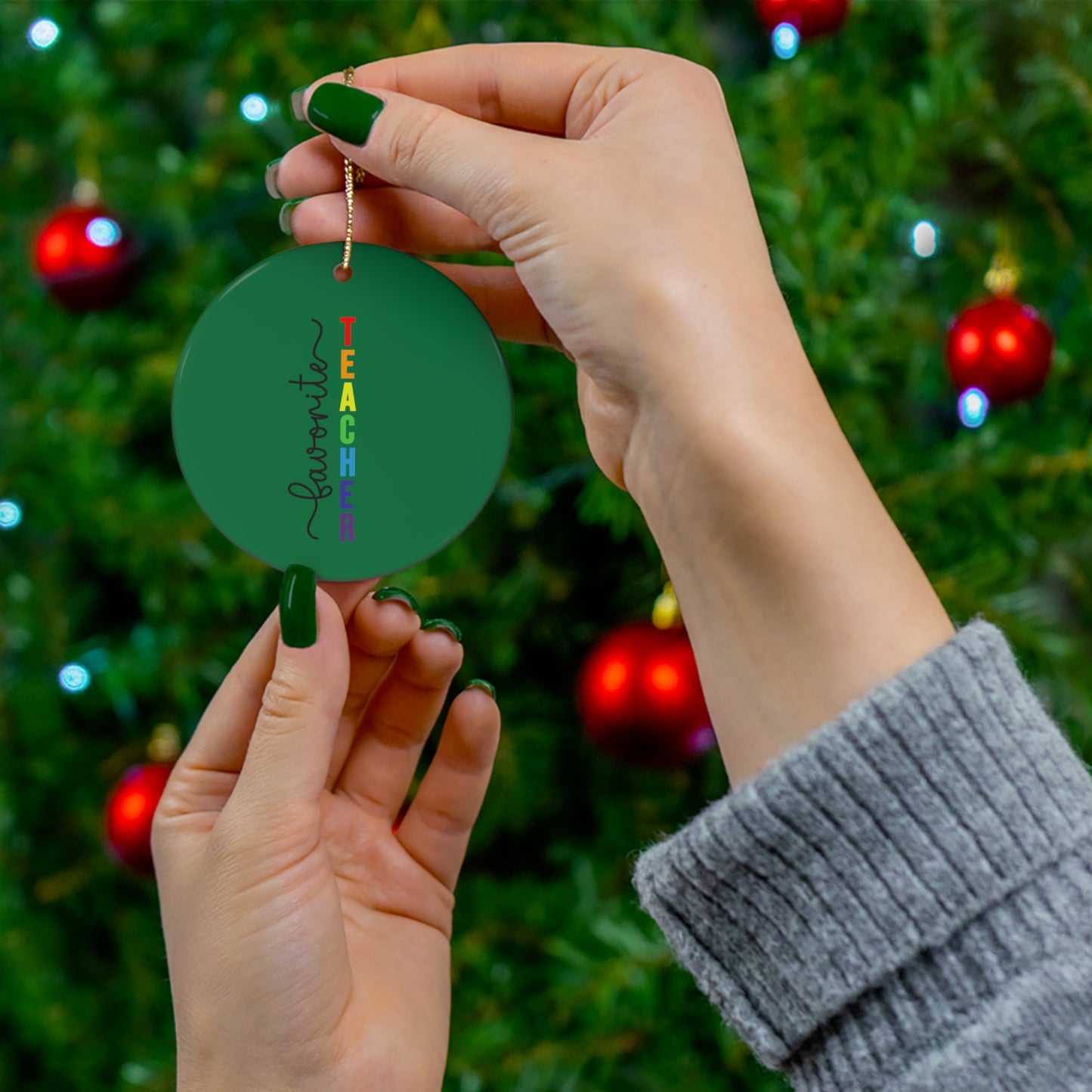 Favorite Teacher Ceramic Ornament, 1-Pack