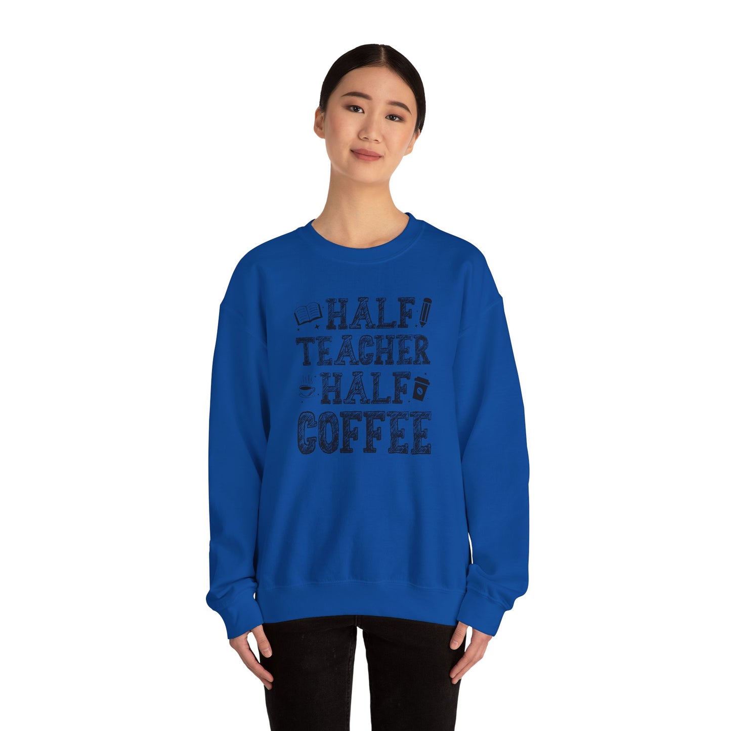 Half Coffee Half Teacher Heavy Blend™ Crewneck Sweatshirt