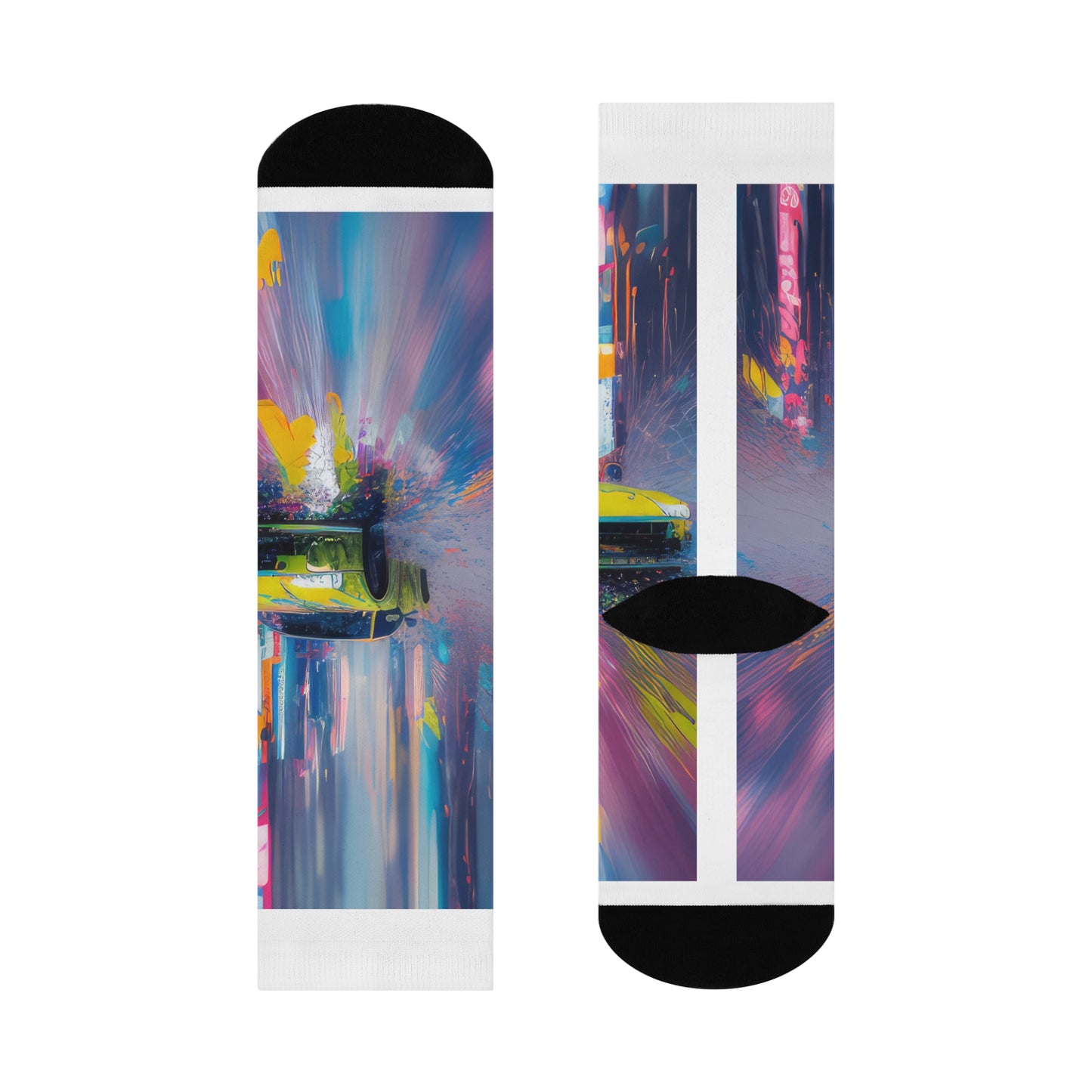 Watercolor Sports Car Cushioned Crew Socks