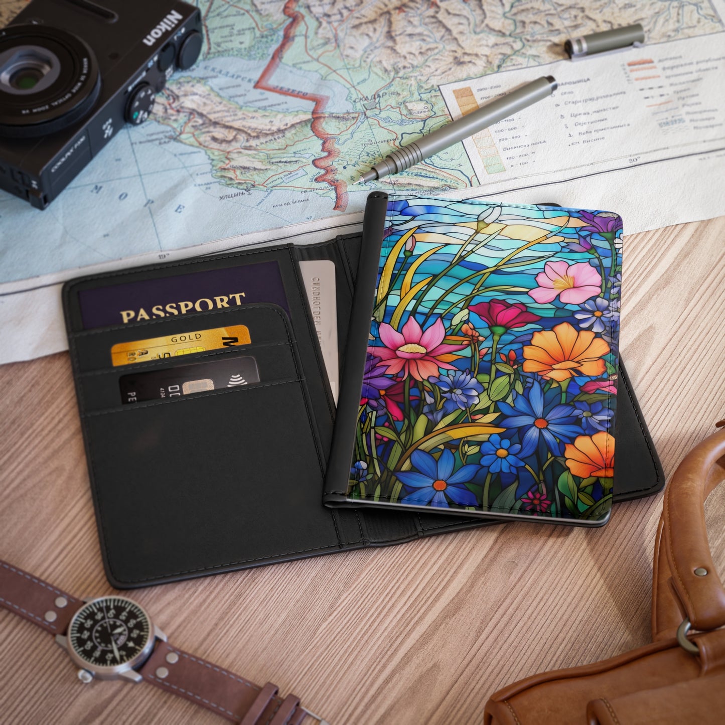 Stained Glass Wildflowers Passport Cover