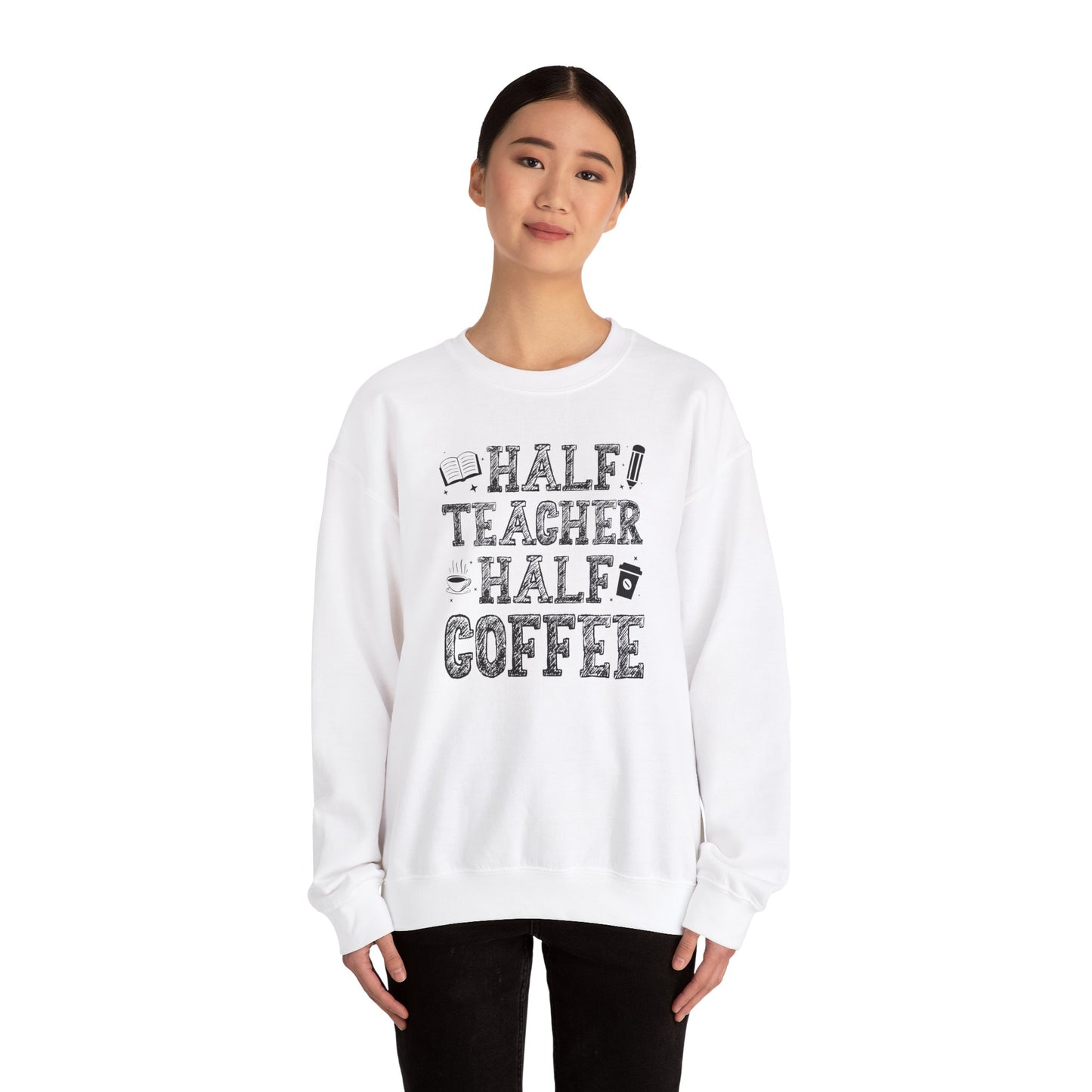 Half Coffee Half Teacher Heavy Blend™ Crewneck Sweatshirt