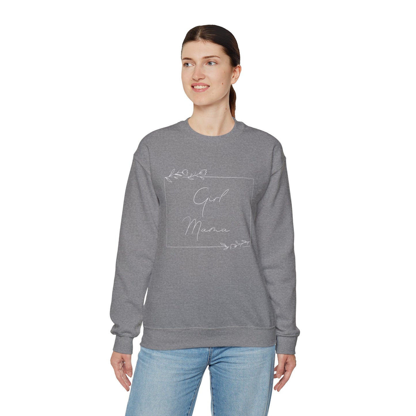 Floral Girl Mama Heavy Blend™ Crewneck Sweatshirt
