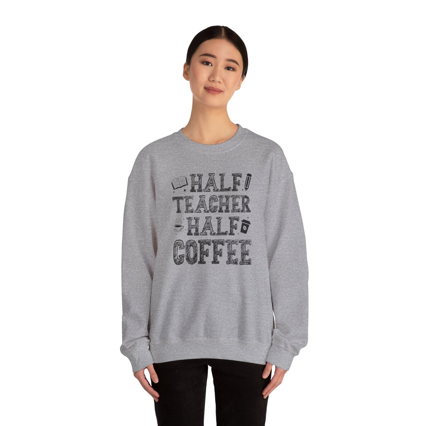 Half Coffee Half Teacher Heavy Blend™ Crewneck Sweatshirt
