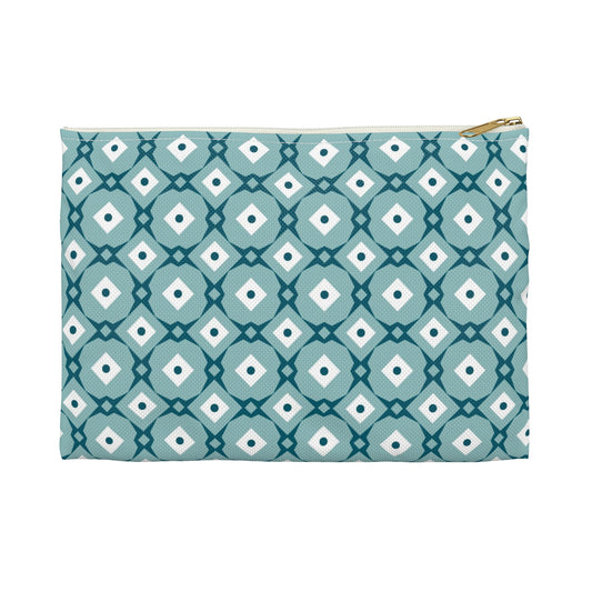 Teal Geometric Accessory Pouch