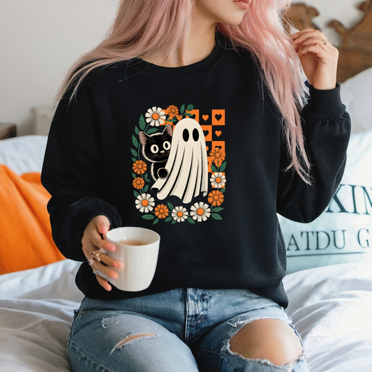 Ghost and Cat Friend Crewneck