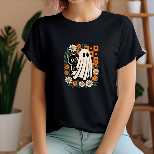 Cat and Ghost Friend T-Shirt
